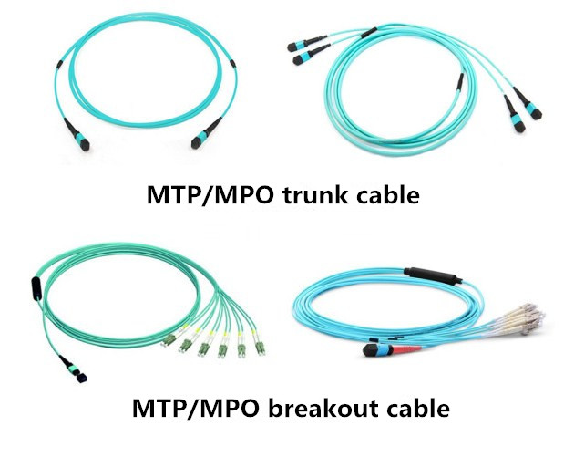 MTP MPO trunk cable and MTP MPO breakout cable