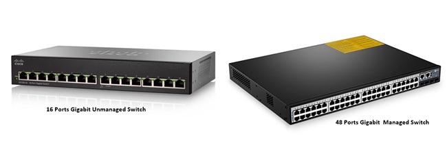 Unmanaged Switch (Left) and Managed Switch (Right)